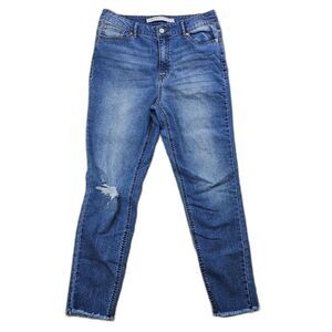 Tinseltown Straight Leg Raw Hem Classic Style Jeans Medium Wash Junior's Size 13